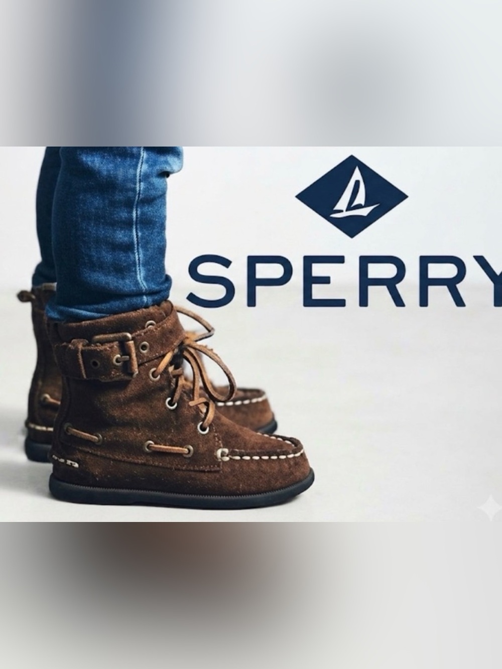 Authentic Sperry signature suede leather baby boots sz 5.5 infant